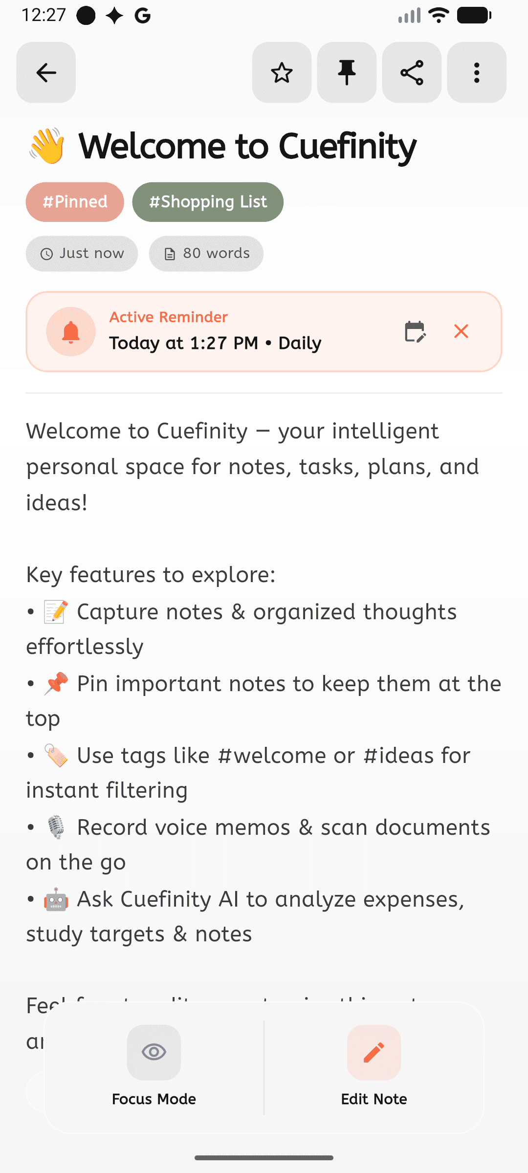 Cuefinity — Your thoughts. Your plans. One place. screenshot 3
