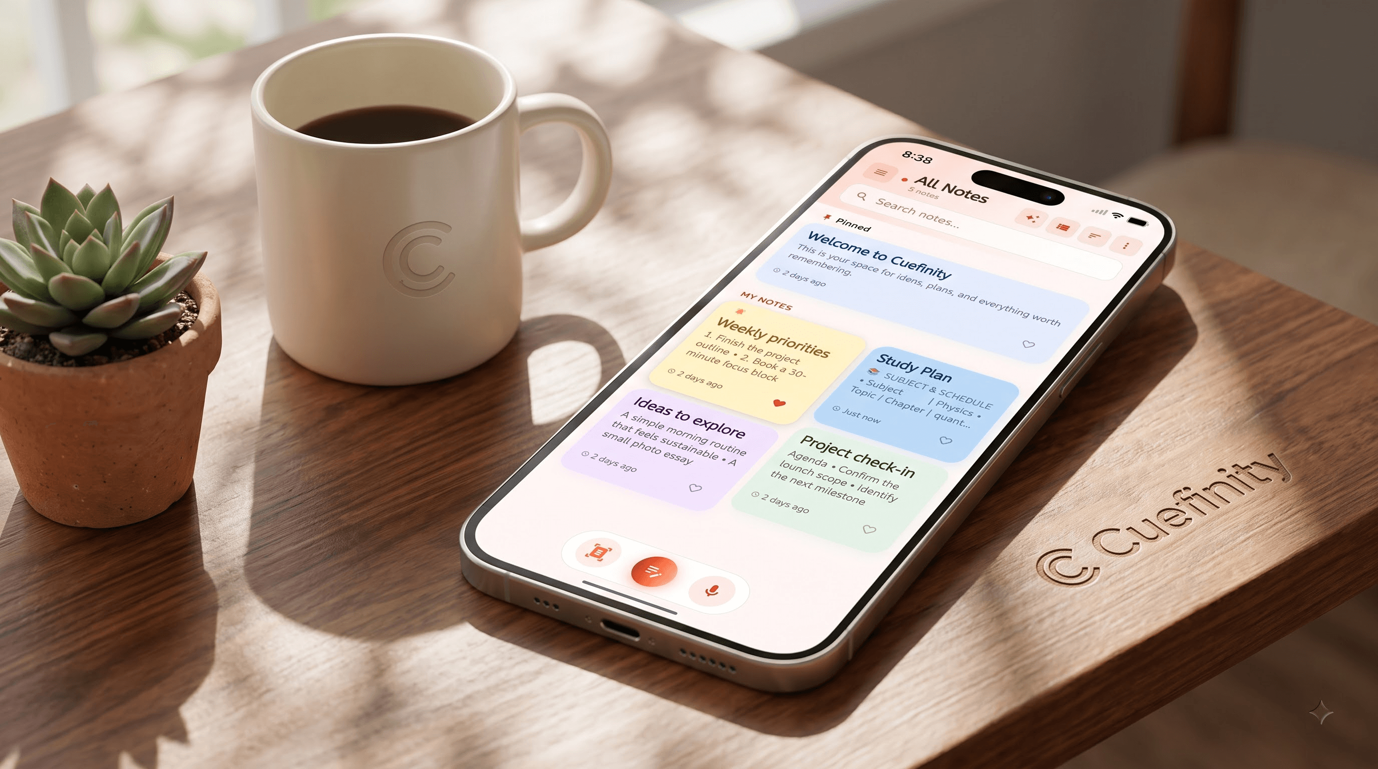 Cuefinity — Your thoughts. Your plans. One place.