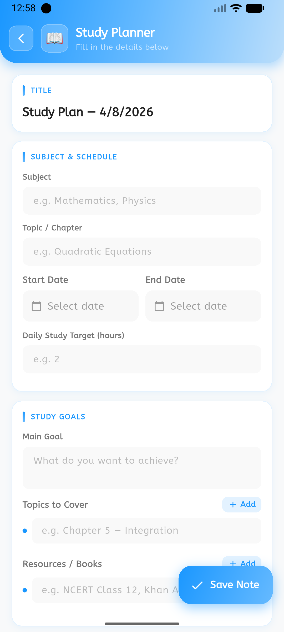 Cuefinity structured note screen